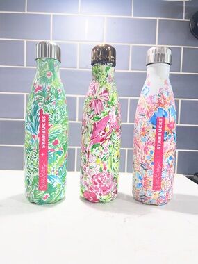 Lilly Pulitzer Floral Insulated Bottle - Pink, Green & White